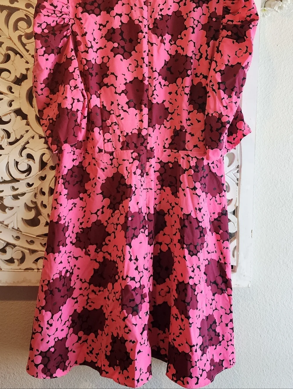 KATE SPADE NEW YORK NWOT WOMENS PINK BUBBLEN DOT SMOCKED FRONT TIE DRESS SIZE 12